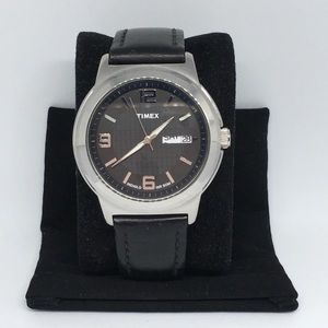 Men’s Timex Watch Black Face, Indiglo, Leather